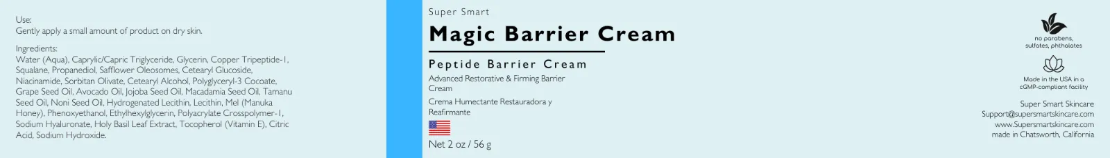 Super Smart Magic Barrier Cream label